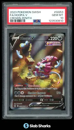 2023 POKEMON SWORD & SHIELD CROWN ZENITH HOOPA V FA GALARIAN GALLERY PSA 10 - Image 1