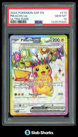 2024 POKEMON SV SURGING SPARKS - SSP EN #219/191 PIKACHU EX PSA 10 - Image 1