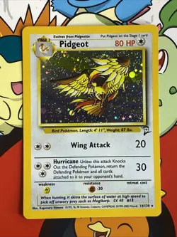Pokemon Pidgeot TCG Base Set 2 Holo Unlimited Rare Card 14/130 NM Condition - Image 1