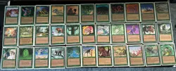 Vintage MTG Lot: 1995 4th Edition 33 DIFFERENT Green Cards No Dupes Light Play - Image 1