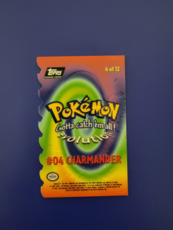 Topps Pokemon Evolution Card - #04 Charmander, Rare, Black Logo, Die-cut - Image 2