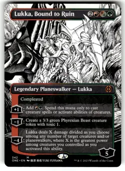 Lukka, Bound to Ruin (Borderless) Phyrexia: All Will Be One Regular MTG - Image 1