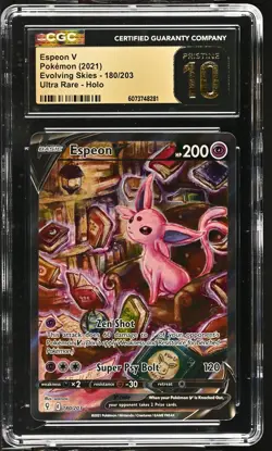 ESPEON V Evolving Skies Holo Alt Art #180 CGC Pristine 10 Pokemon [Nostalgium] - Image 1