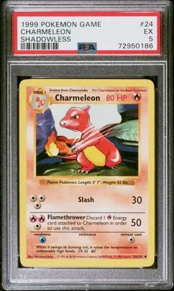 Graded SHADOWLESS Charmeleon | 1999 Base Set #24 | PSA 5 - Pokemon - Image 1