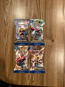 Pokemon TCG XY Breakpoint Sleeved Booster Pack Full Art Set 4 Sealed Packs - Image 1