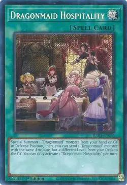 1x Dragonmaid Hospitality (Secret Rare) NM Eng YuGiOh - Quarter Century Bonanza - Image 1