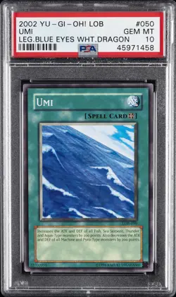 2002 YU-GI-OH! LOB-LEGEND OF BLUE EYES WHITE DRAGON #050 UMI PSA 10 - Image 1