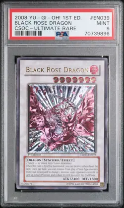 Yugioh Black Rose Dragon Ultimate Rare 1st Edition (CSOC-EN039) PSA 9 - Image 1