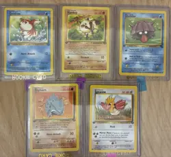 1st Edition Pokemon Card Lot WOTC Jungle Fossil Rhyhorn Spearow Mankey Shellder - Image 1