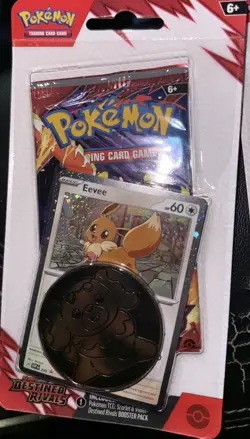 NEW & SEALED Pokemon Destined Rivals Blister Pack w/ TCG Holo Eevee Promo Card! - Image 1