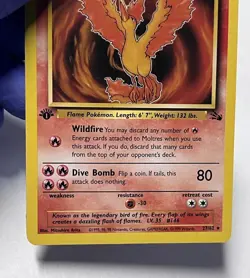 Vintage Moltres 1st Edition Fossil Pokemon Card 27/62 Non-Holo TCG Legendary - Image 3