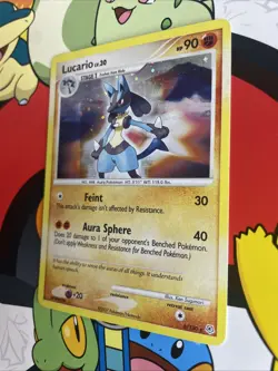Lucario 6/130 Holo Diamond and Pearl Pokemon Card Mint / Near Mint SWIRL - Image 3