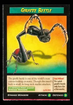 Weird N’ Wild Creatures Strange Wonders Card # Giraffe Beetle # 2006 - Image 1