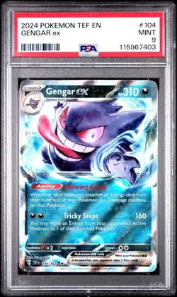 2024 Pokemon Temporal Forces GENGAR EX 104/162 Double Rare PSA 9 - Image 1