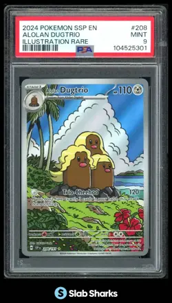 2024 POKEMON SURGING SPARKS #208/191 ALOLAN DUGTRIO ILLUSTRATION RARE PSA 9 - Image 1