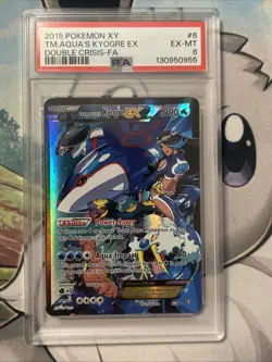 2015 POKEMON XY DOUBLE CRISIS #6 FULL ART/TEAM AQUA'S KYOGRE EX PSA 6 - Image 1