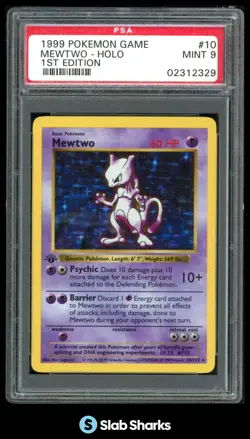 1999 POKEMON SET 1ST EDITION #10/102 MEWTWO HOLO PSA 9 - Image 1