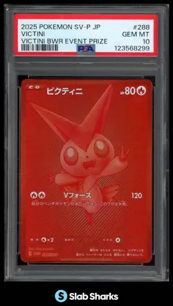2025 POKEMON JAPANESE BLACK STAR PROMOS #288/SV-P VICTINI BWR EVENT PRIZE PSA 10 - Image 1