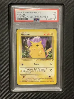 1999 PSA 7 Pikachu #58 E3 Stamp Yellow Cheeks WOTC Pokemon Game - Image 1
