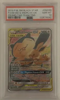 2019 Pokemon Eevee & Snorlax GX Black Star Promo Sun Moon #SM169 PSA 10 Gem Mint - Image 1