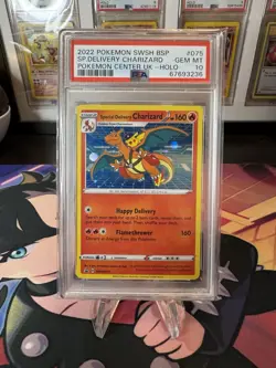 2022 Pokemon Center UK Special Delivery Charizard SWSH075 Promo Holo PSA 10 - Image 1
