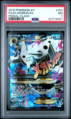 2015 Pokemon Xy Primal Clash Mega Aggron EX #154 Fa Full Art PSA 7 - Image 1