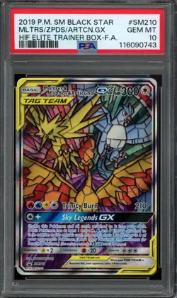 2019 POKEMON BLACK STAR PROMO #SM210 MOLTRES ZAPDOS ARTICUNO GX TAG TEAM PSA 10 - Image 1