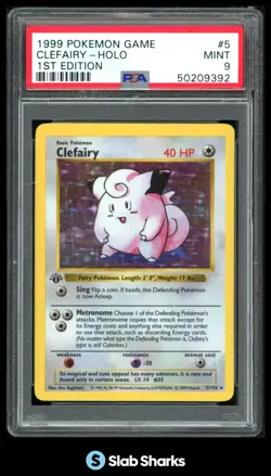 1999 POKEMON SET 1ST EDITION #5/102 CLEFAIRY HOLO PSA 9 - Image 1