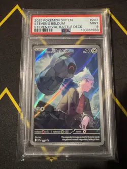 2025 POKEMON SVP EN-SV BLACK STAR PROMO #207 STEVEN'S BELDUM PSA 9 - Image 1