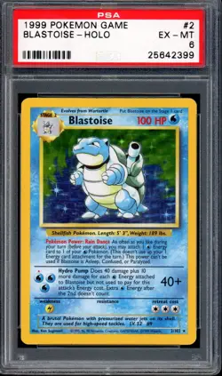 1999 Pokemon Game Red Dot Error Blastoise-Holo #2 PSA 6 EX-MT - Image 1