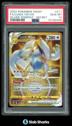 2022 POKEMON SWSH #211/195 FA/LUGIA VSTAR SILVER TEMPEST - SECRET PSA 10 - Image 1