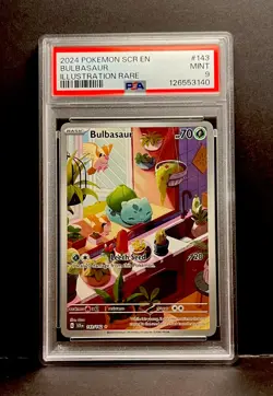 2024 POKEMON SCR EN-STELLAR CROWN ILLUSTRATION RARE #143 BULBASAUR PSA 9 - Image 1