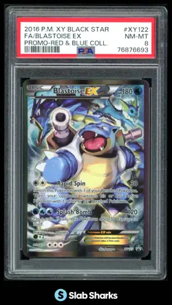 2016 POKEMON XY BLACK STAR PROMOS #XY122 BLASTOISE EX RED & BLUE COLL. PSA 8 - Image 1