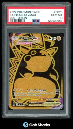 2022 POKEMON SWORD & SHIELD LOST ORIGIN PIKACHU VMAX TRAINER GALLERY PSA 10 - Image 1