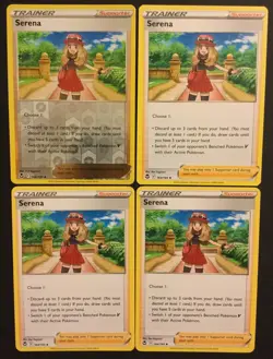 4 X Serena 164/195 Silver Tempest TRAINER Pokemon Cards Playset 1 X Reverse NM - Image 1