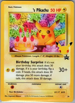 Birthday Pikachu 24/53 Holo Celebrations: Classic Collection - Pokemon Card - NM - Image 1