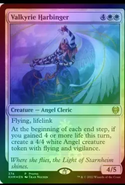 Magic the Gathering VALKYRIE HARBINGER #374 White Promo Foil Rare 2022 - Image 1