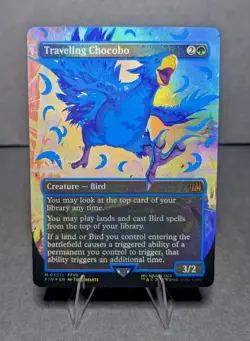 Neon Blue Traveling Chocobo - Final Fantasy - Borderless MTG Foil NM - Image 1