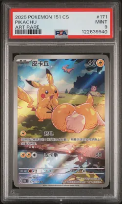 PSA 9 MINT 2025 Pokemon Chinese Exclusive Pikachu Patrick AR FA 171/151 - Image 1