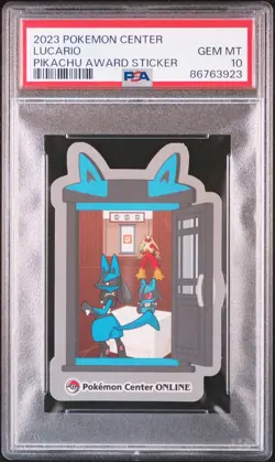 Lucario Sticker Pokemon 2023 Holo Pikachu Award Promo Japanese PSA 10 - Image 1