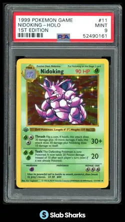 1999 POKEMON SET 1ST EDITION #11/102 NIDOKING HOLO PSA 9 - Image 1