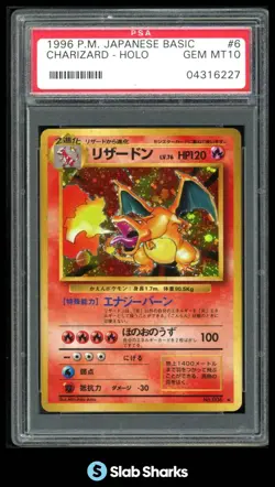 1996 POKEMON BASIC JAPANESE (JP) #006 CHARIZARD RARE HOLO PSA 10 - Image 1