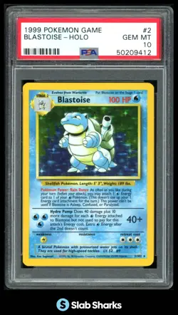 1999 POKEMON SET UNLIMITED #2/102 BLASTOISE RARE HOLO PSA 10 - Image 1