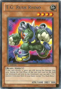 T.G. Rush Rhino - EXVC-EN021 - Rare - Unlimited Edition - Heavily Played - Image 1