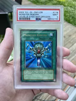 2002 Yu-Gi-Oh! TCG Monster Reborn LOB-118 Unlimited PSA 9 - Image 1