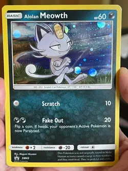 POKEMON ALOLAN MEOWTH #SM43 PROMO BLACK STAR COSMOS LP CARD - Image 1