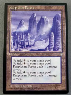 Karplusan Forest Ice Age MTG-Lightly Played Ex-Vintage Dual Mana Pain Land - Image 1