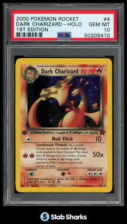 2000 POKEMON TEAM ROCKET 1ST EDITION #4/82 DARK CHARIZARD HOLO PSA 10 - Image 1