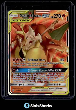 2019 POKEMON SUN & MOON COSMIC ECLIPSE #22/236 CHARIZARD BRAIXEN TAG TEAM HOLO - Image 1