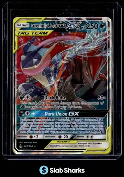 2019 POKEMON SUN & MOON UNBROKEN BONDS #107/214 GRENINJA ZOROARK TAG TEAM HOLO - Image 1
